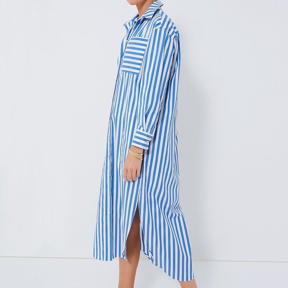 Tuckernuck Pomander Place Blue Stripe Constance Maxi Shirt Dress - Picture 4 of 5